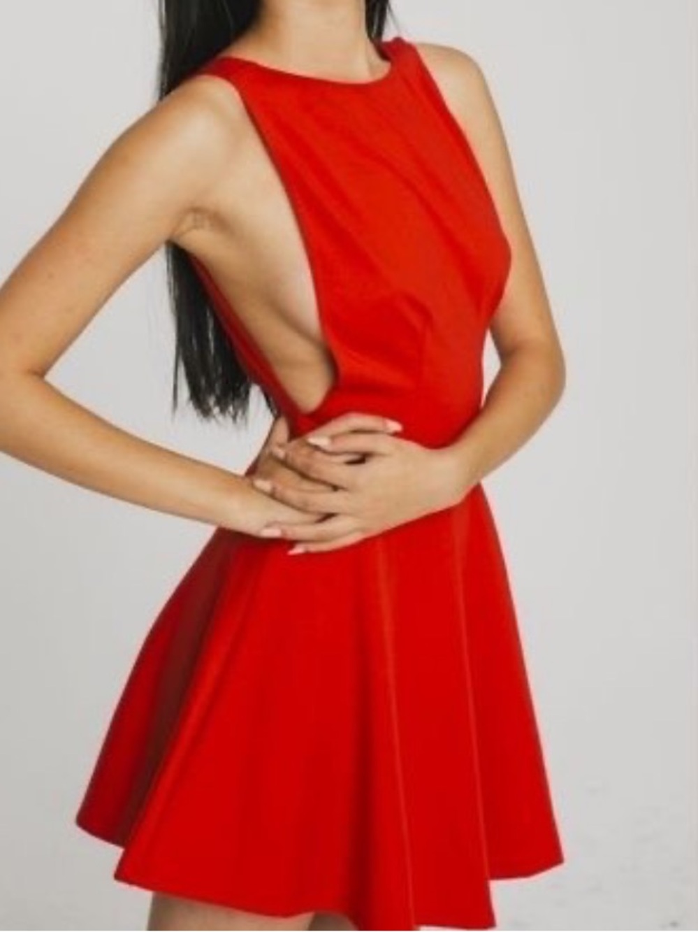 American Apparel Red Sleeveless Skater Dress | Small